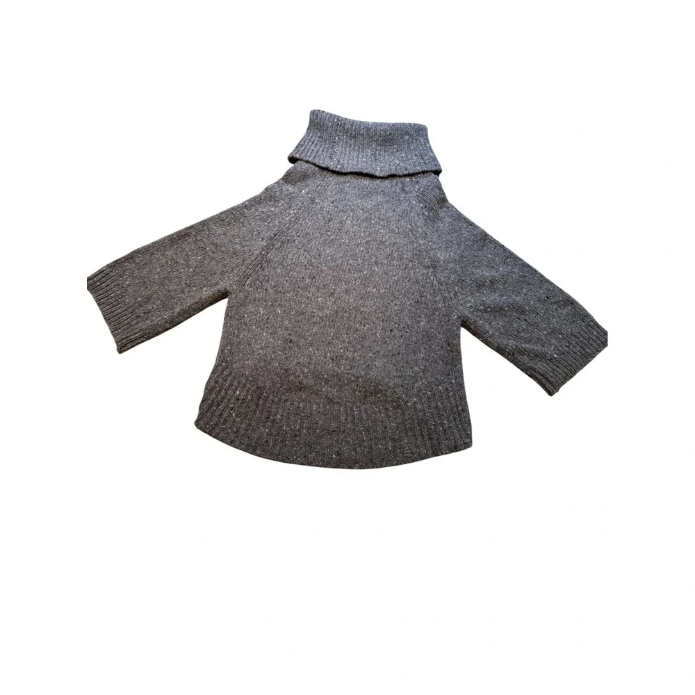 Theory Wool Cashmere Blend Turtleneck Sweater Poncho‎ Gray Short Sleeve Women S